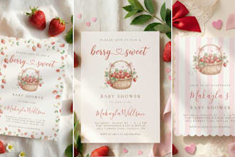 design a berry sweet strawberry baby shower invitation