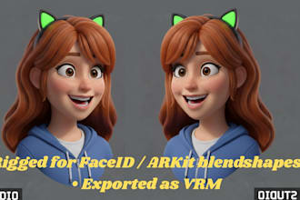 design 3d vtuber avatar face tracking arkit model ready for livestreaming
