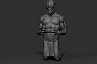 zbrush character sculpt,helmet and facial,joint structure,3d anatomy,3d printing