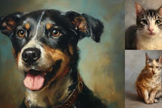 do a custom pet portrait, dog portrait, cat portrait