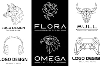 design line art polygonal, origami, low poly, geometric logo