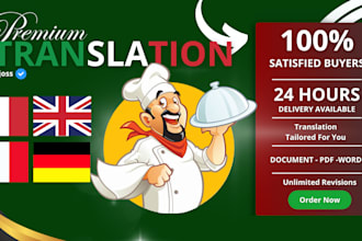 accurately translate into italian, english, german and french