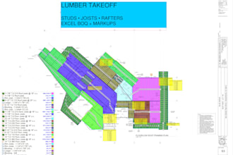 provide wood framing takeoff and detailed cost estimation