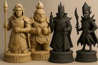 do 3d viking chess piece,3d warhammer 40k,3d warrior, with kings for 3d printing
