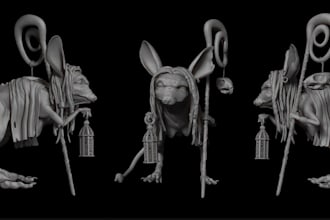 3d historical character, sculpt 3d creature,anime for 3d printing, dnd miniature