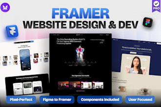 design responsive animated framer website or framer landing page