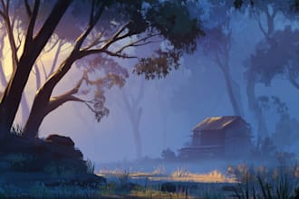 design 2d game concept art background and environment