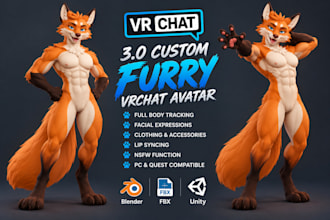 custom vrchat avatar vrc furry avatar fursona 3d model anime nsfw vr character