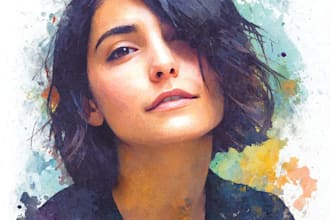 draw a realistic watercolor portrait, sketch from photos
