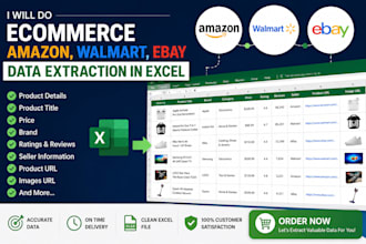 do ecommerce web scraping for amazon, walmart, ebay in excel