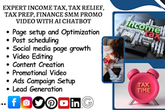 be your income tax tax relief tax prep finance smm promo video with ai chatbot