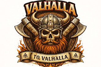 design high quality valhalla vintage logo with t shirt design
