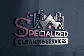 design clean house cleaning janitorial or commercial cleaning service logo