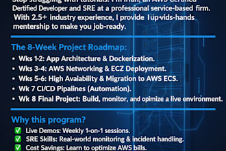 teach you AWS and docker through an 8 week end to end project