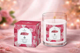 design luxury candle packaging and label for scented candles