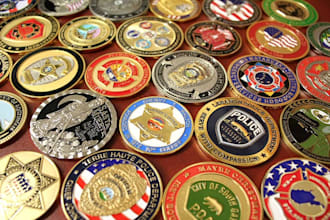 design command cryptocurrency challenge coin military badge, token 3d sculpting