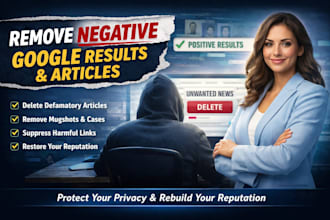 erase negative defamatory google results delete news article, mugshots,cases