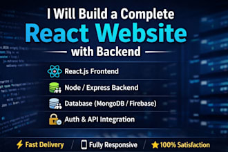 build a complete react js website with backend