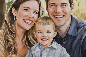 do watercolor family portrait in procreate