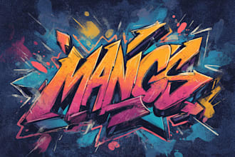 manually design graffiti street art canvas