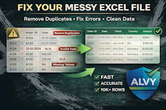 we will clean, fix and  prepare your excel data professionally