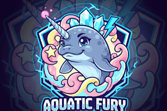 do angry narwhal mascot logo design with t shirt design