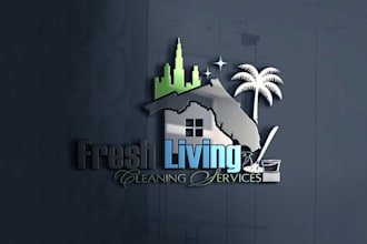 design clean house janitorial, commercial cleaning service or maid logo
