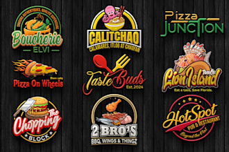 do restaurant, fastfood, BBQ, food truck and 3d food logo design