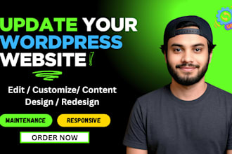 update wordpress website, edit wordpress or redesign wordpress website