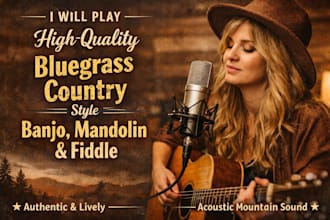 record bluegrass country style banjo mandolin fiddle part for your country song