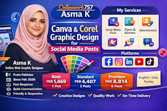 canva and corel graphic design for social media posts,logo