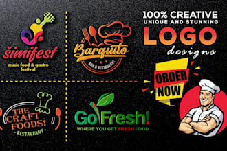 do restaurant, fastfood, BBQ, food truck and 3d food logo design