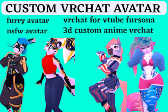 do 3d custom vrchat avatar, furry avatar,nsfw avatar,vrchat for vtube, fursona