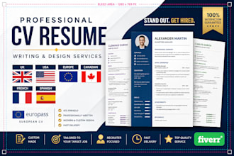 create write uk usa europass european cv resume canadian french spanish design