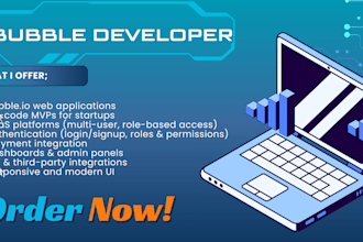 build bubble io web app, no code mvp, or saas using bubble, adalo, flutterflow