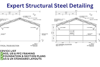 provide hss steel framing and foundation plans with details