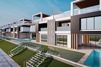 redesign photorealistic architectural, rendering exterior, apartment buildings