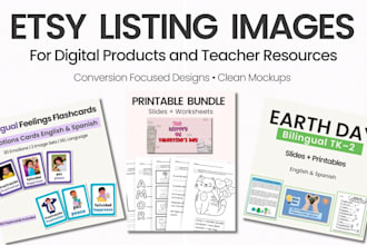 design etsy listing images for digital products and teacher resources
