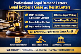 legal demand letters, legal notices  cease and desist letters legal writing