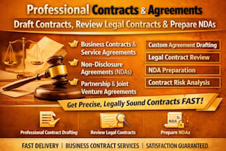 contracts agreements, review legal contracts, and prepare ndas legal writing