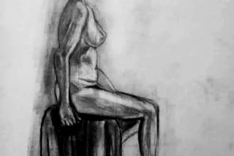 draw amazing charcoal figure sketch and figurative art