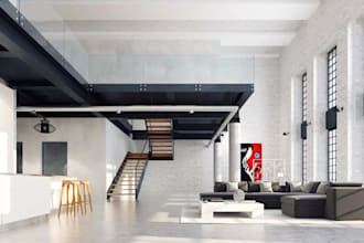 design elite loft interior with modern mezzanine render luxury warehouse convert