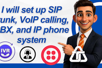 set up sip trunk, voip calling, pbx, and IP phone system