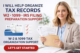 organize w2 1099 tax records and irs filing preparation support USA help