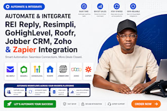automate rei reply resimpli gohighlevel roofr jobber CRM zoho zapier integration