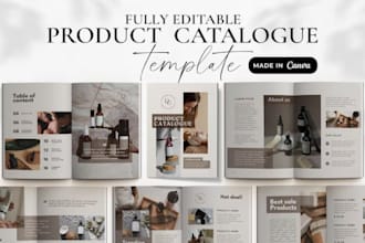 design canva brochure, product booklet, catalog layout, magazine layout