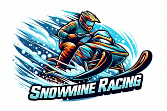 make a high quality snowmobile racing mascot logo for you with new concept