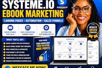 do ebook marketing on systeme io landing page, ghl, clickfunnels sales funnel