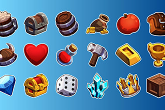 design hand draw 2d game art icon, fantasy rpg items, props and game assets