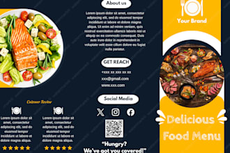 create bifold, trifold menu design for your restaurant cafe or coffee shop